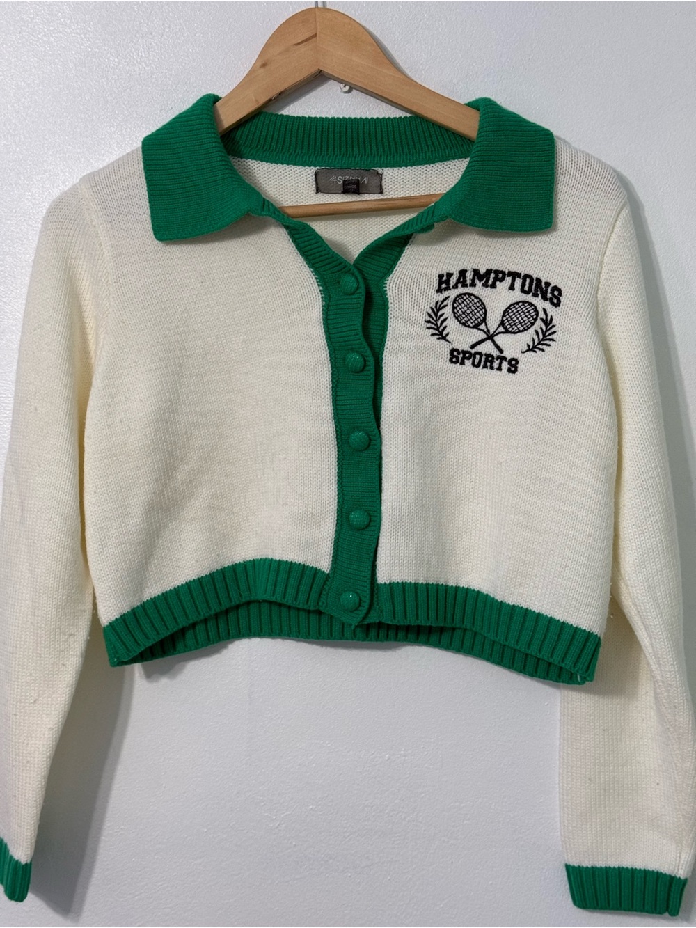 Anthropologie 4SI3NNA REBEKAH SWEATER Hamptons Sports Cropped Button Cardigan - Picture 3 of 9